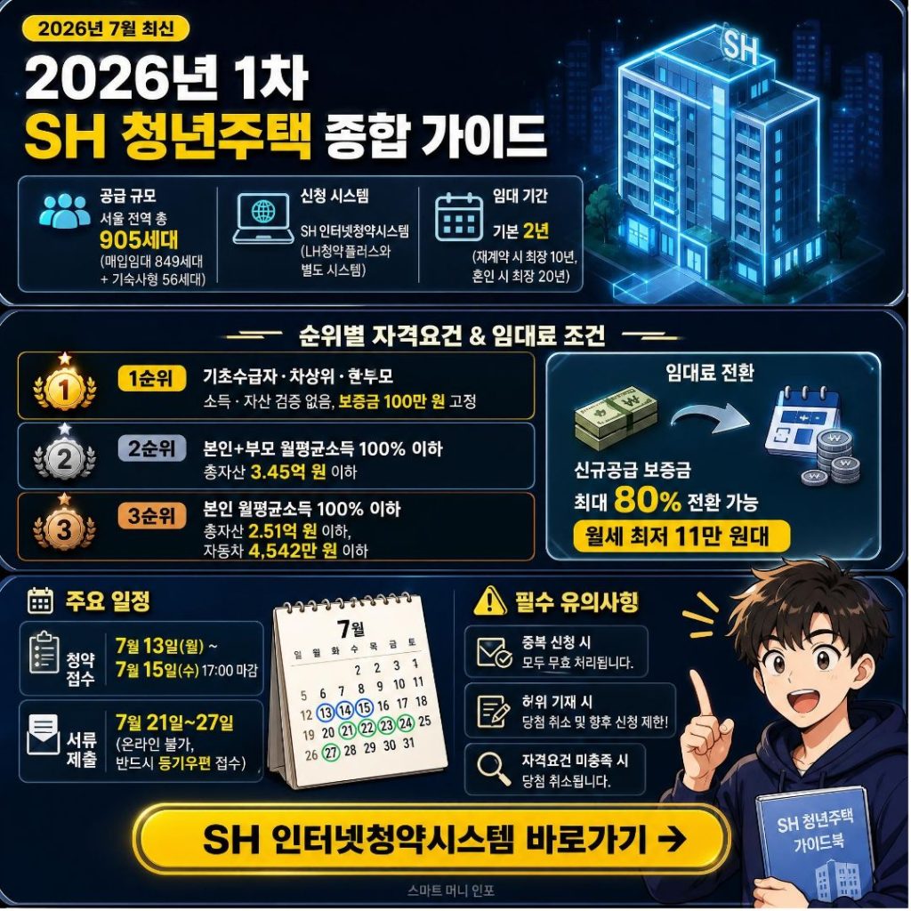 2026.07.12 발행 SH'더드림집+' 첫 공급! 2026년 1차 청년 매입임대주택·기숙사형 청년주택