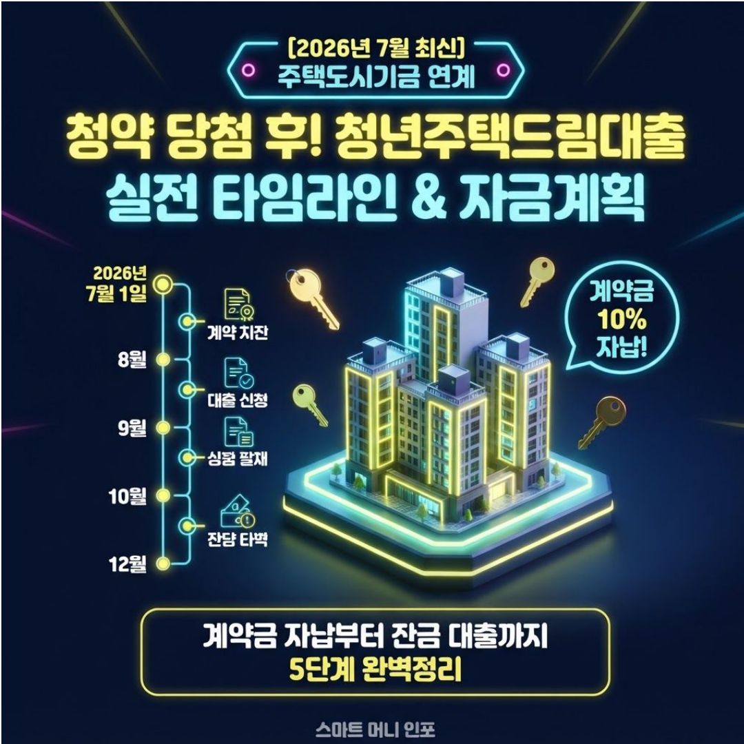 7월 최신 - 2026 청년주택드림대출 청약 당첨 후 실전 타임라인·자금 계획 