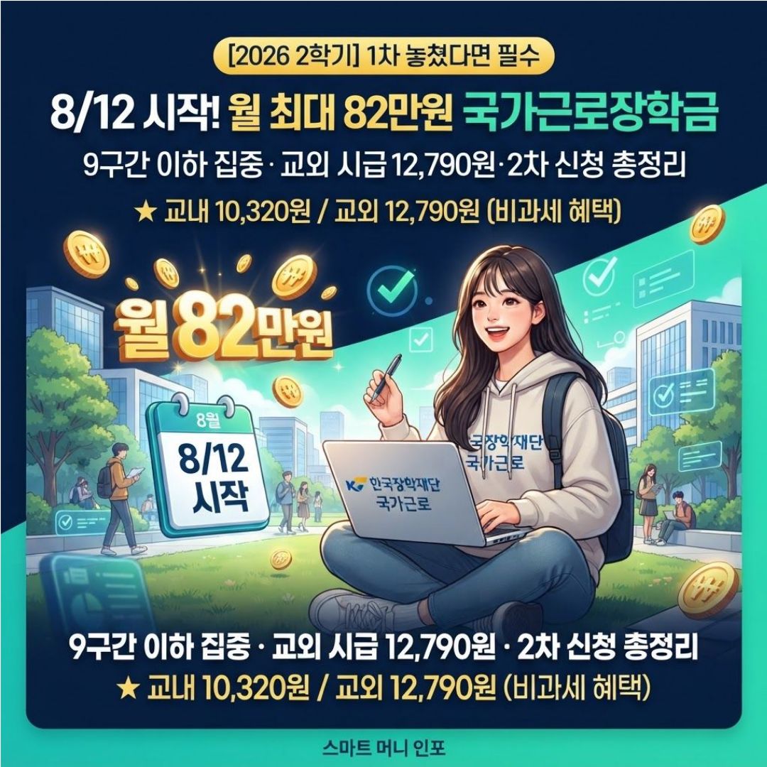 [8월 최신] 2026년 국가근로장학금 2차 신청, 9구간인데 8월 12일 놓치면 진짜 후회합니다