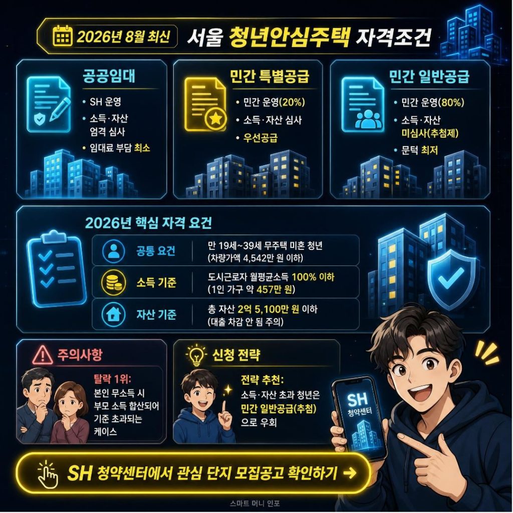 2026년 8월 최신 - 청년안심주택 자격조건 완전정리