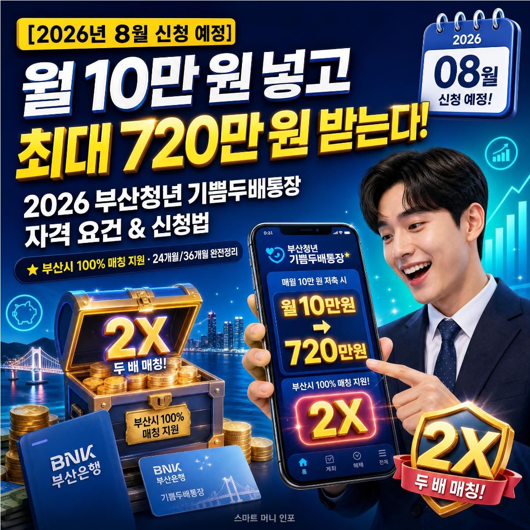 [8월 최신] 2026 부산청년 기쁨두배통장 완전정리, 월 10만원으로 최대 720만원 만드는 법