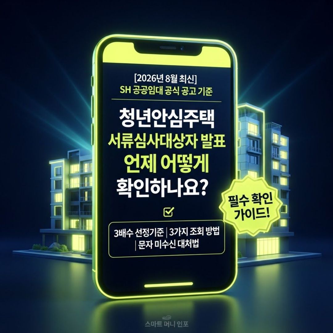 8월 최신 - 2026 청년안심주택 서류심사대상자 발표, 언제 어떻게 확인하나요