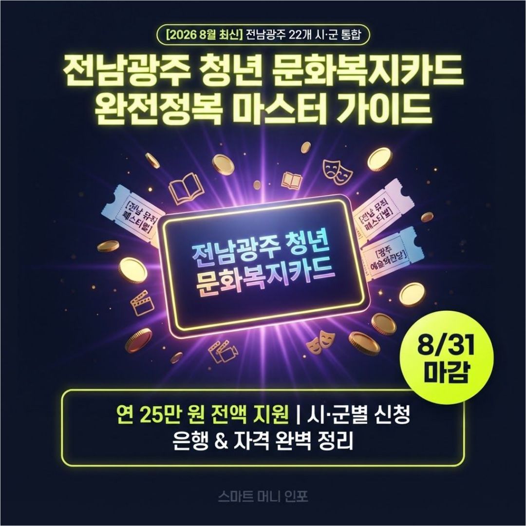 [8월 최신] 2026 전남광주 청년 문화복지카드 완전정복, 22개 시·군 한 번에 정리