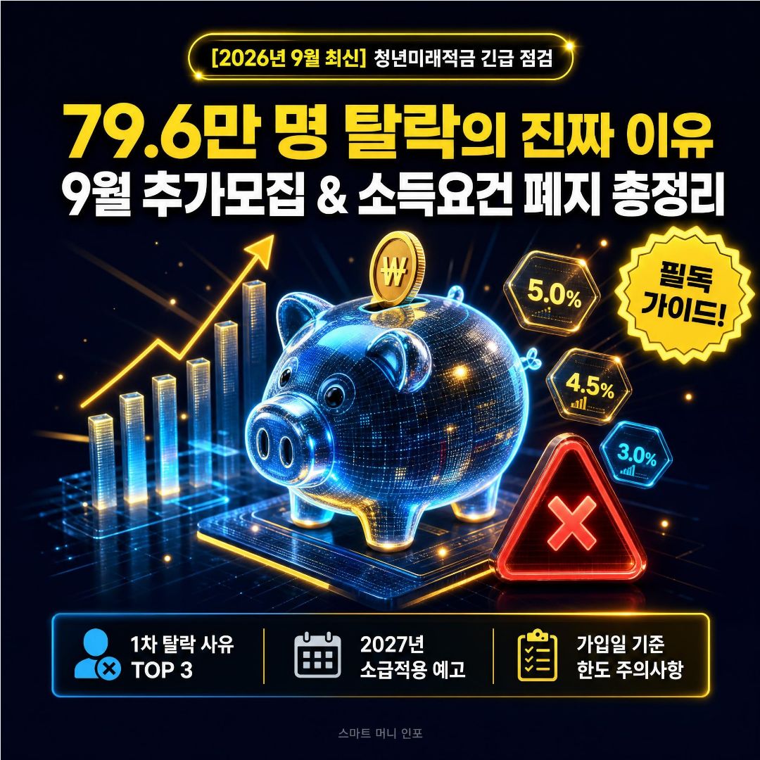 9월 최신 - 2026 청년미래적금 2차 신청 전 필독, 79.6만 명이 떨어진 진짜 이유부터 소득요건 폐지 예고